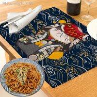 Unique Original Design Cute Plutus cat Placemat Japan Style Eat Udon noodles Table Mat Desktop Pad Cartoon cat Cup Coaster