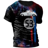 Vintage T Shirts For Men 3D Print Summer Tops Short Shirts Oversized Tees 5XL Casual O-Neck Cotton T-Shirt Male Racing Clothing