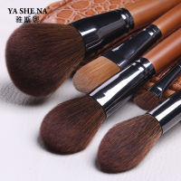 รุ่นใหม่ 9 แปรงแต่งหน้าด้ามไม้ makeup brushes ชุดเครื่องมือแต่งหน้าสีน้ำตาลสำหรับผู้เริ่มต้นแปรงแต่งหน้า