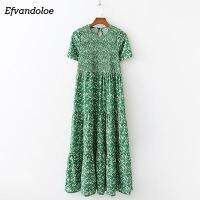 ZZOOI Efvandoloe Green Maxi Dress Long Floral 2019 Summer Dresses for Women Boho Clothes jurken robe femme