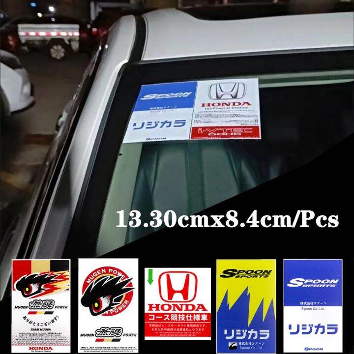 ☟honda Windshield Stickers Car Japanese Mugen Modified Spoon Decal For