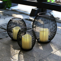 3Pcs Hot Black Metal Hollow Like A Bird Cage Lantern Candle Holders Without LED Lights Romantic Home Decorations Ho Ornaments