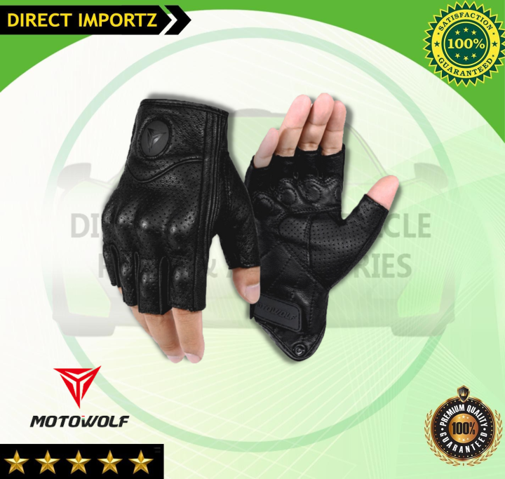 MOTOWOLF Motorcycle Half Finger Leather Gloves - Original | Lazada PH