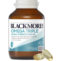 Blackmores Omega Triple Super Strength Fish Oil 60 capsules แบลคมอร์สน้ำมันปลา โอเมกา ทริปเปิล 1500 มิลลิกรัม 60 แคปซูล exp 16/06/25