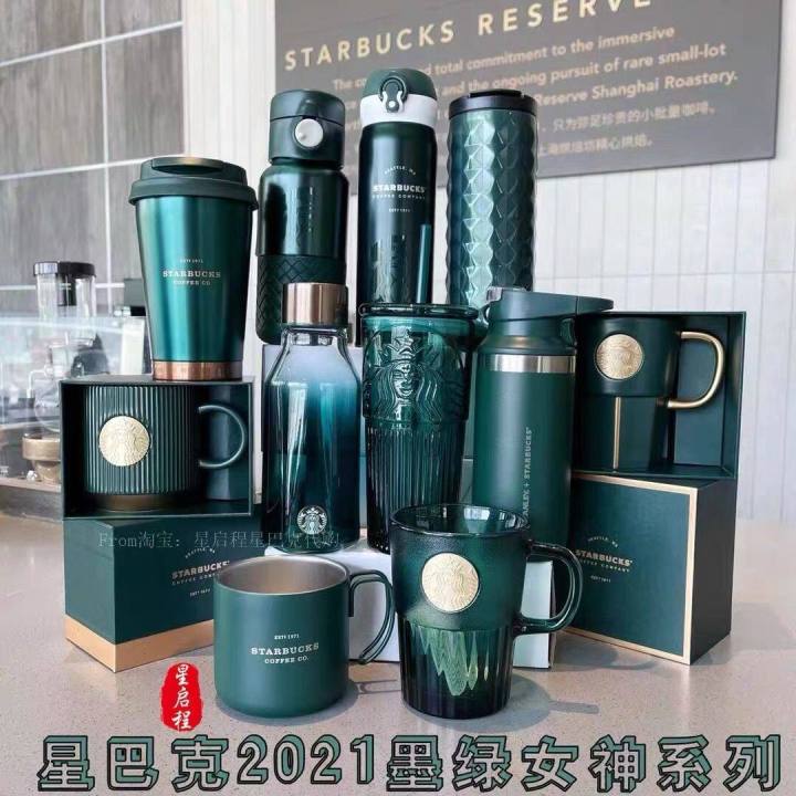 starbuck-starbuck-mug-dark-green-เทพธิดาป้ายถ้วย-mermaid-bronze-เหรียญแก้วเซรามิคแบบพกพาแก้วฟางถ้วย-starbuck-แก้ว-starbuck-cup823