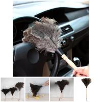 Feather Fur Brush Duster Dust Cleaning Tool Wooden Handle Anti-static Soft Soft Home Duster HY99