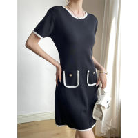 Gifts Factory Outlet Mengzixi 2023 Summer New Commuters Xiaoxiangfeng Dress Contrasting Slimming Thin Sweater X1131