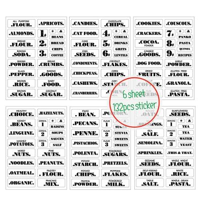 hot！【DT】❀☌  Farmhouse Pantry Labels 6 Sheets Transparent Stickers Food Jar for Organization CLH 8