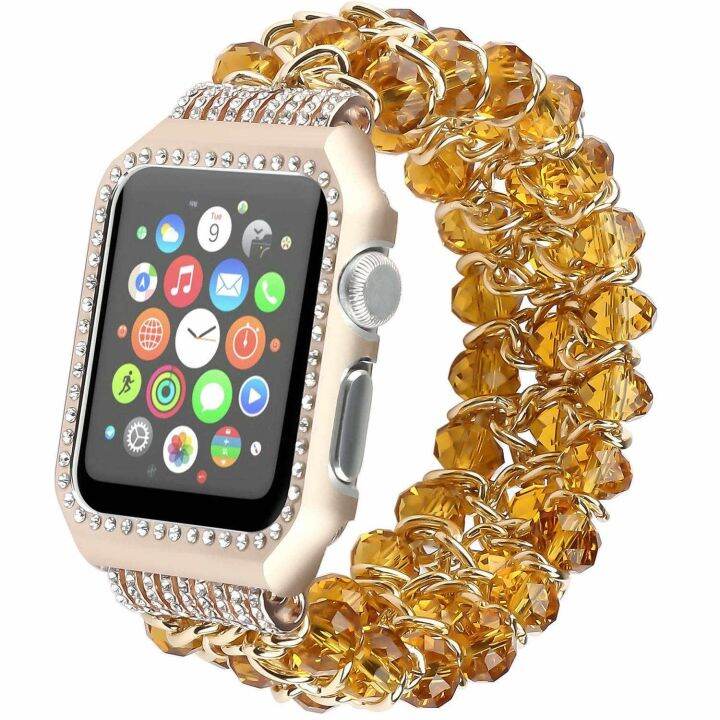 สร้อยข้อมือคริสตัลแฟชั่นสายโซ่สำหรับ-apple-watch-series-3-2-1-38-42-มม-เข็มขัดเครื่องประดับ-glitter-ฝาครอบป้องกันสำหรับ-iwatch