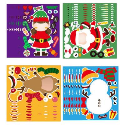 Christmas Sticker Sheet Christmas Puzzle Sticker Party Toy with Santa Reindeer Snowman Pattern Adhesive Snowman Sticker New Year Gift for Boys Girls Adults innate