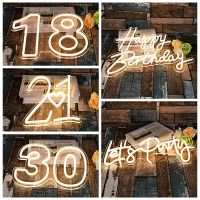 Led Happy Birthday Neon Sign Light for Memorial Day Decor 43*31 cm Wedding Party Transparent Acrylic Custom Neon Light Sign