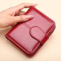 【Lanse store】Hot Sale Wallet Short PU Women  39;s Purse Zipper amp;Button Red Small Coin Pocket Cartera