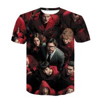 2023 NEWTshirts ผู้ชายแขนสั้น House Of Paper T เสื้อผู้ชายตลก3D Design La Casa De Papel T เสื้อเงิน Heist Tees Series เสื้อยืด
