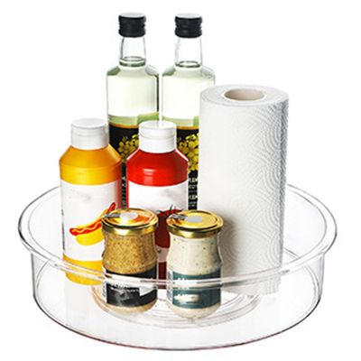 Round Plastic Clear Rotating Turntable Organization &amp; Storage Container Bins for Cabinet, Pantry, Fridge, Kitchen