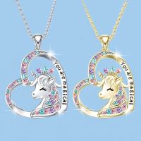 Exquisite fashion love Unicorn necklace crystal Unicorn pendant necklace for women animal jewelry wedding party anniversary gift