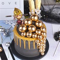 ❡❃¤ 20pcs Gold/Sliver Ball Cake Topper Plug-in Ornament INS Baking Decoration Tools