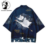 เสื้อเสื้อคาร์ดิแกน Kimono ญี่ปุ่นฤดูร้อนใหม่สำหรับผู้ชาย,เสื้อแขนสามส่วนพิมพ์ลายย้อนยุคสำหรับผู้หญิงเสื้อป้องกันแสงแดดทรงหลวม