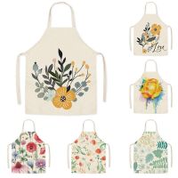 Home Print Linen Apron Floral Print Adult Kids Plant Cartoon Apron Aprons for Women Kitchen Cooking Accessories Delantal Cocina Aprons