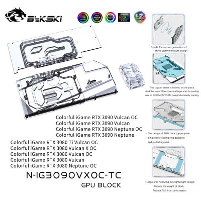 Bykski GPU Active Backplate Block สำหรับ IGame RTX 3080/3090 Vulcan/neptune X OC,หน่วยความจำ (VRAM) Double VGA Cooler N-IG3090VXOC-TC