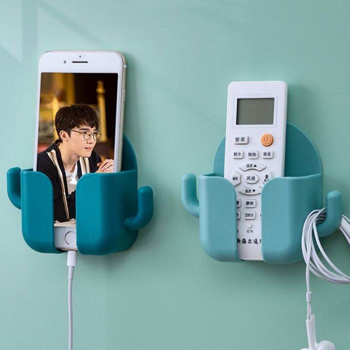 Wall Mount Phone Holder Storage Box Remote Control Mobile Phone
