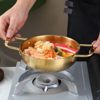 Stainless Steel Seafood Pot Golden Thickened Single Small Hot Pot Household Korean Noodle Double Ear Seafood Pot Cooking Tools