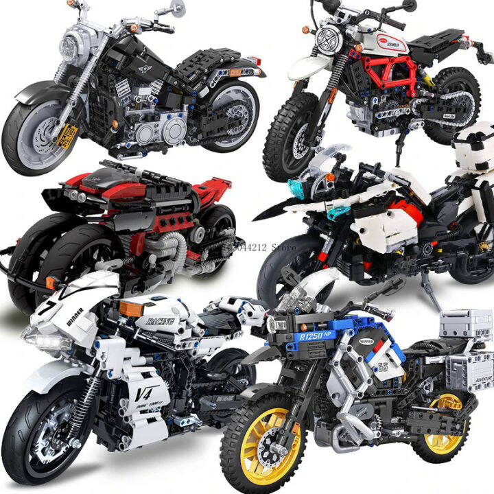Technique Motorcycle Model Building Blocks Moto Racing Motorbike City