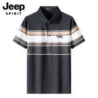 JEEP SPIRIT เสื้อโปโลผู้ชาย,เสื้อยืดแขนสั้นผ้าฝ้ายบริสุทธิ์เสื้อยืดลายทางเสื้อสไตล์แขนสั้นใหม่ระบายอากาศได้ดีบาง Kaus Polo Garis เสื้อโปโลทำงาน