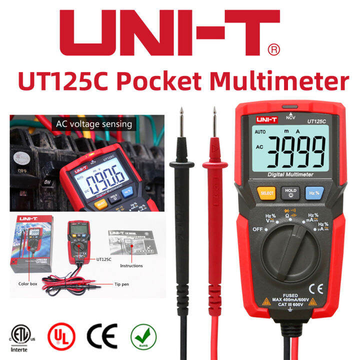 UNI T UT125C Mini Pocket Digital Multimeter Temperature Tester Resistor