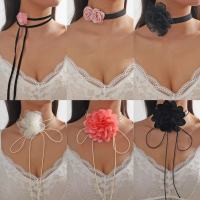 European and American Cross -Border Hot -selling Ghost Flower Neck Chain Rose Rose Chocker ผ้าสร้อยคอลูกไม้ดอกไม้ลูกไม้