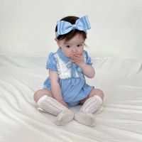 Summer wear cute baby super sprouting newborn baby conjoined package fart clothes go out climbing suits brim with short sleeves dress