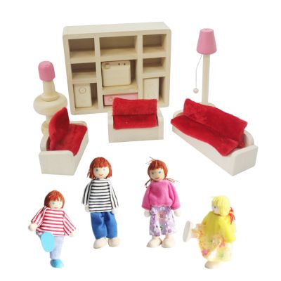 1 Set Colorful Wooden Doll Miniature House Accessories Furniture Dollhouse Set