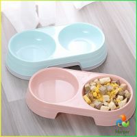 Harper ชามข้าวแมว ชามข้าวหมา แบบ 2 หลุม 2 Size ชามใส่น้ำ และอาหาร Pet bowl