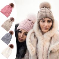 【YD】 Warm New Knitted Beanie Hat Cap Down Thickened Wool Ladies Knitting