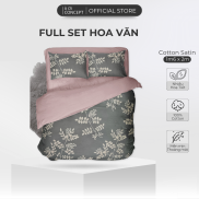 Bộ Chăn Ga Gối 5 Món Cotton Satin Size 1m6 x 2m Nhiều Hoa văn À Ơi Concept