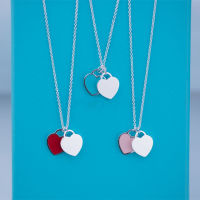 European and American new style sterling silver s925 love necklace red, blue and pink three-color beautiful necklace