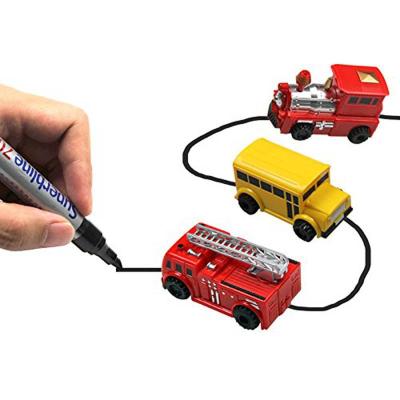 Magic Pen Inductive Car Truck Follow Any Drawn Black Line Track Mini Toy Engineering Vehicles Educational Toy