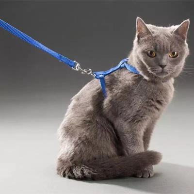 สุนัข Cat Collar Harness Leash ไนลอนปรับได้ Traction Cat Kitten Halter Collar Puppy Dog Cat Product Small Harness Belt