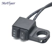 MoFlyeer Waterproof Motorcycle ATV 22mm Handlebar Double Control Kill Button Switch Headlight Hazard Brake Fog Light SwitchesAdhesives Tape