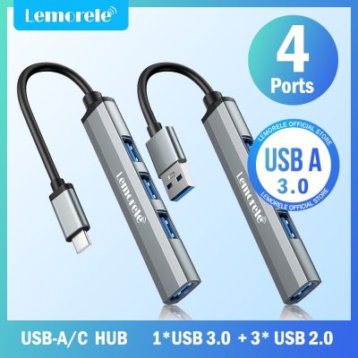 Lemorele USB Hub Tipe C OTG 3.0 OTG 4 Port USB C Hub Multi Splitter Aksesori Laptop adaptor untuk Xiaomi Lenovo Macbook Pro