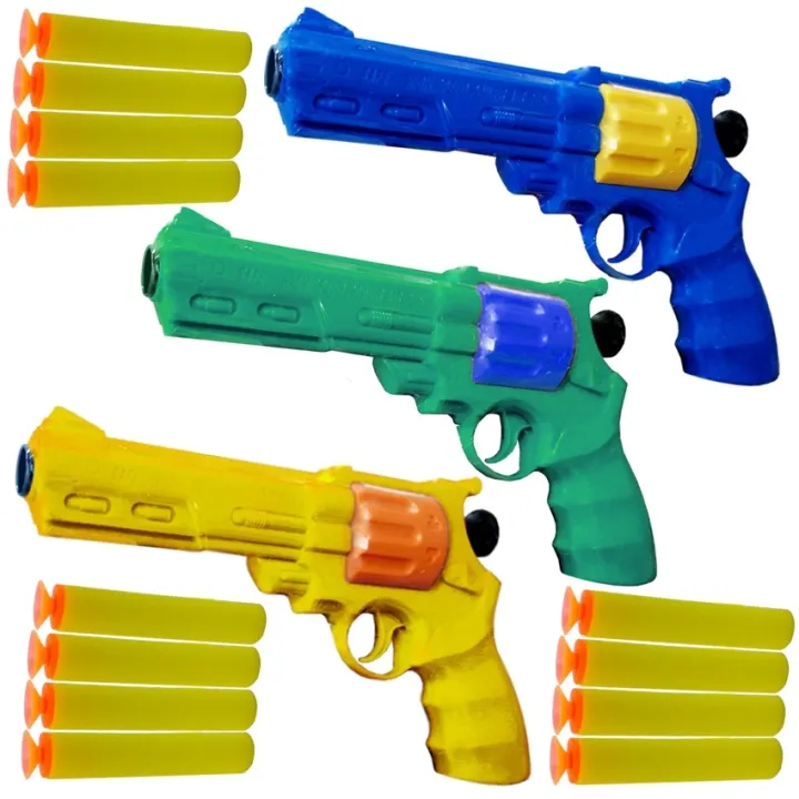 Bull Revolver Safety Shooting Soft Bullet Nerf Gun With 4pcs Nerf ...