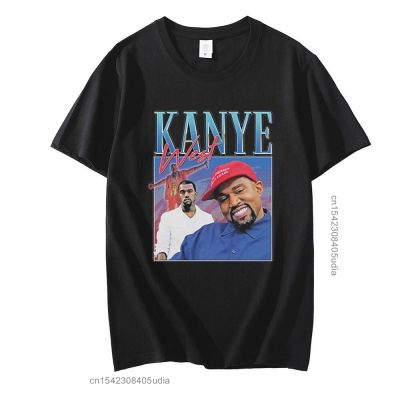 ฮิปฮอปใหม่เสื้อยืดเสื้อยืดลายกราฟฟิกวินเทจ Kanye West 90S คอกลมแขนลำลองขาสั้นแฟชั่นพิมพ์ลายผ้าฝ้าย100%