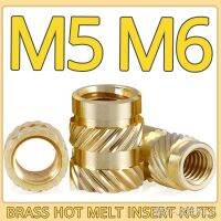 ❇□☃ 20pcs M5 M6 Brass Hot Melt Inset Nuts Heating Molding Copper Thread Heat Inserts Knurled Injection Brass Metal Lock Screw Nut