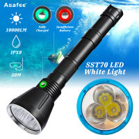 Asafee 10000LM DA18 Diving Torch 3*SST70 /3*XHP70.2 LED white light Super Powerful Diving Flashlight LED Flashlight Waterproof Underwater Torch Lanterns