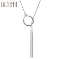 DOTEFFIL 925 Sterling Silver 18 Inch Snake Chain Straight Circle Pendant Necklace For Women Fashion Wedding Charm Jewelry