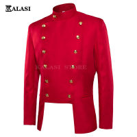 ผู้ชาย Renaissance ยุคกลาง SteampunkTrench Red Coat Vintage Prince Overcoat Victorian Edwardian Jacket ชุดคอสเพลย์