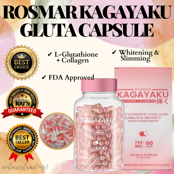 Best Seller ORIGINAL ROSMAR KAGAYAKU GLUTA CAPSULE 60 Capsules x 750MG