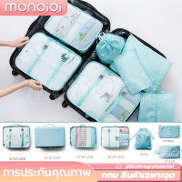 MonQiQi7ชิ้น Set Travel ออแกไนเซอร์ ถุงเก็บซิปหนา กระเป๋าเดินทางชุดบรรจุกรณีการจัดเก็บ สำหรับกระเป๋าเดินทาง กระเป๋าชุด