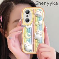 Chenyyka เคสสำหรับ Infinix Hot 20 4G Hot 20i Hot 20S Hot 30 Play เคส X665E 30i ลายการ์ตูนน่ารักลาย3D รุ้งพระจันทร์สีขาวกระต่ายสีรุ้งเคสโทรศัพท์ขอบคลื่นที่มีสีสันเคสป้องกันรอยขีดข่วนกันกระแทก