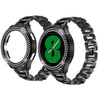 ┅✾ 2in1 Diamond Stainless Steel Strap Case Protector For Samsung Galaxy Watch 4/5 44mm 40mm Watch Bands 42/46mm Metal Bracelets