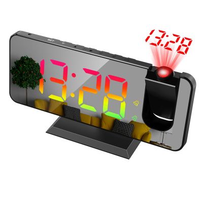 1 Set Projection Alarm Clock for Bedroom LED Display Alarm Clock with USB Charger and Dual Alarm Black